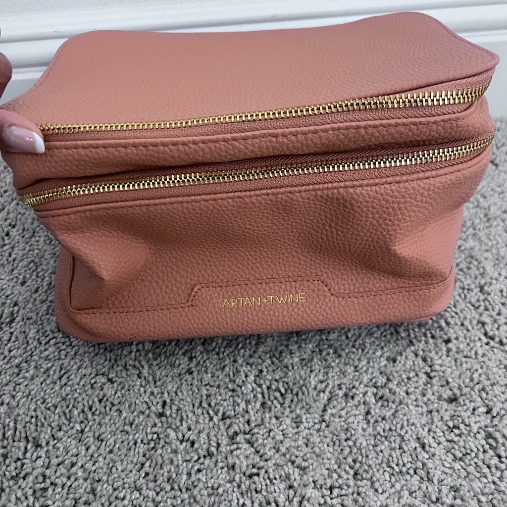 Brand New Tartan  Twine Makeup Cosmetics Bag Dusty Rose